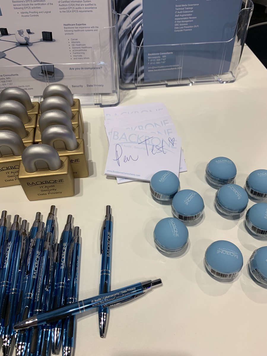 ConsultBackbone's tweet photo. It’s the the third and final day here at #himss19. Stop by and visit Backbone Consultants in booth 400-92 to see a pen test demo (pictured below) we’d LOVE to meet you! ;-) https://t.co/knXmJ0oOeW