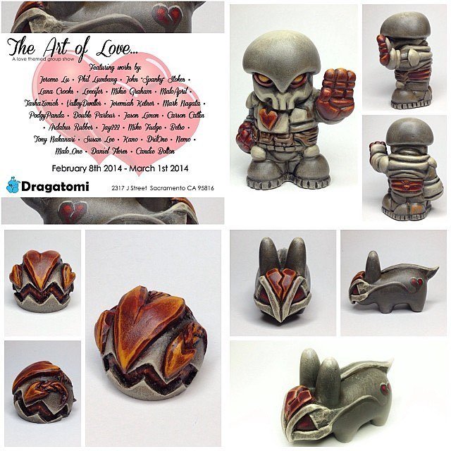 valleydweller's tweet photo. Got that 💔 for @dragatomi. 
Here’s a #throwbackthursday shot of my pieces for the Art of Love show. .
.
#tbt #artoflove #customtoys #labbit #pheyden #chorb #sofubi #vinyl #artistsoninstagram #valentine #valentines #artshow #groupshow #dragatomi #goodtimes #heart #kidrobot https://t.co/AcAKqu3Zrm