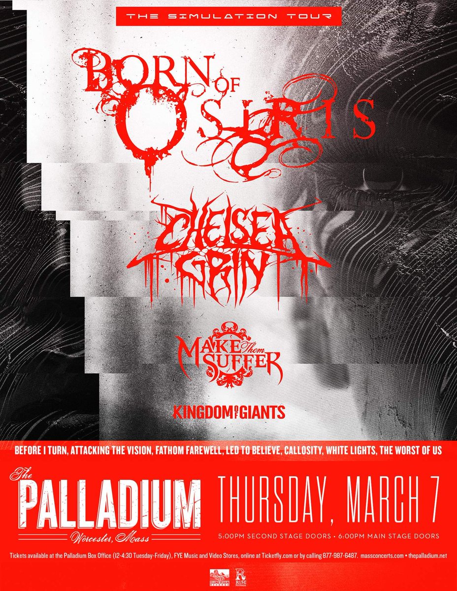 CallosityBand's tweet image. This is our official announcement that we are playing Born Of Osiris: The Simulation Tour at The Worcester Palladium.

Get your tickets with NO fees and FREE shipping: bit.ly/2HZcnvF

See you there!