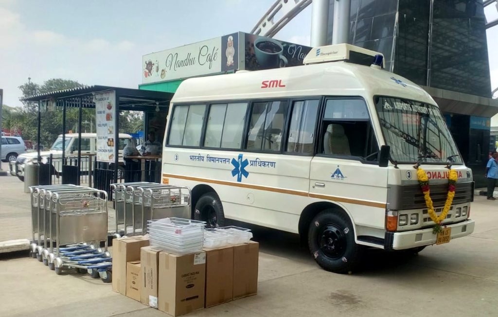 aaiTRZairport's tweet photo. One new Ambulance, 100 nos. of Passenger trolleys &amp; 160 nos. of 
Security trays were Dedicated to Tiruchchirappalli International Airport by Airport Director today. @AAI_Official @TrichyCorp @SwachhTrichy https://t.co/pEmP7e4PF3