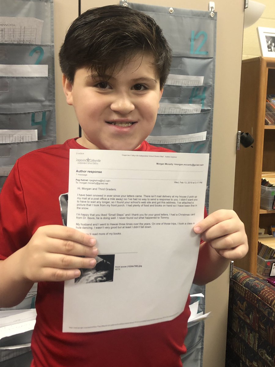 MissMMcCarty's tweet image. We mailed letters to our favorite author, Peg Kehret and she responded!!! Best day EVER!! #teambce #gcisdhumanities