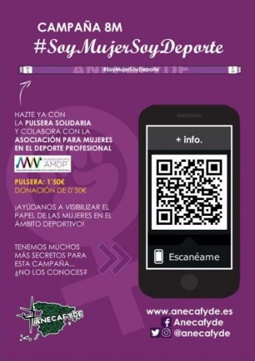 ¿Quieres sumarte a la lucha por la igualdad en el deporte este # 8M ? Hazte ya con la pulsera solidaria y la colaboración para llevar a cabo nuestros proyectos. Súmate a # SoyMujerSoyDeporte 

Toda la información para conseguirlas 👉bit.ly/2Se3rqM