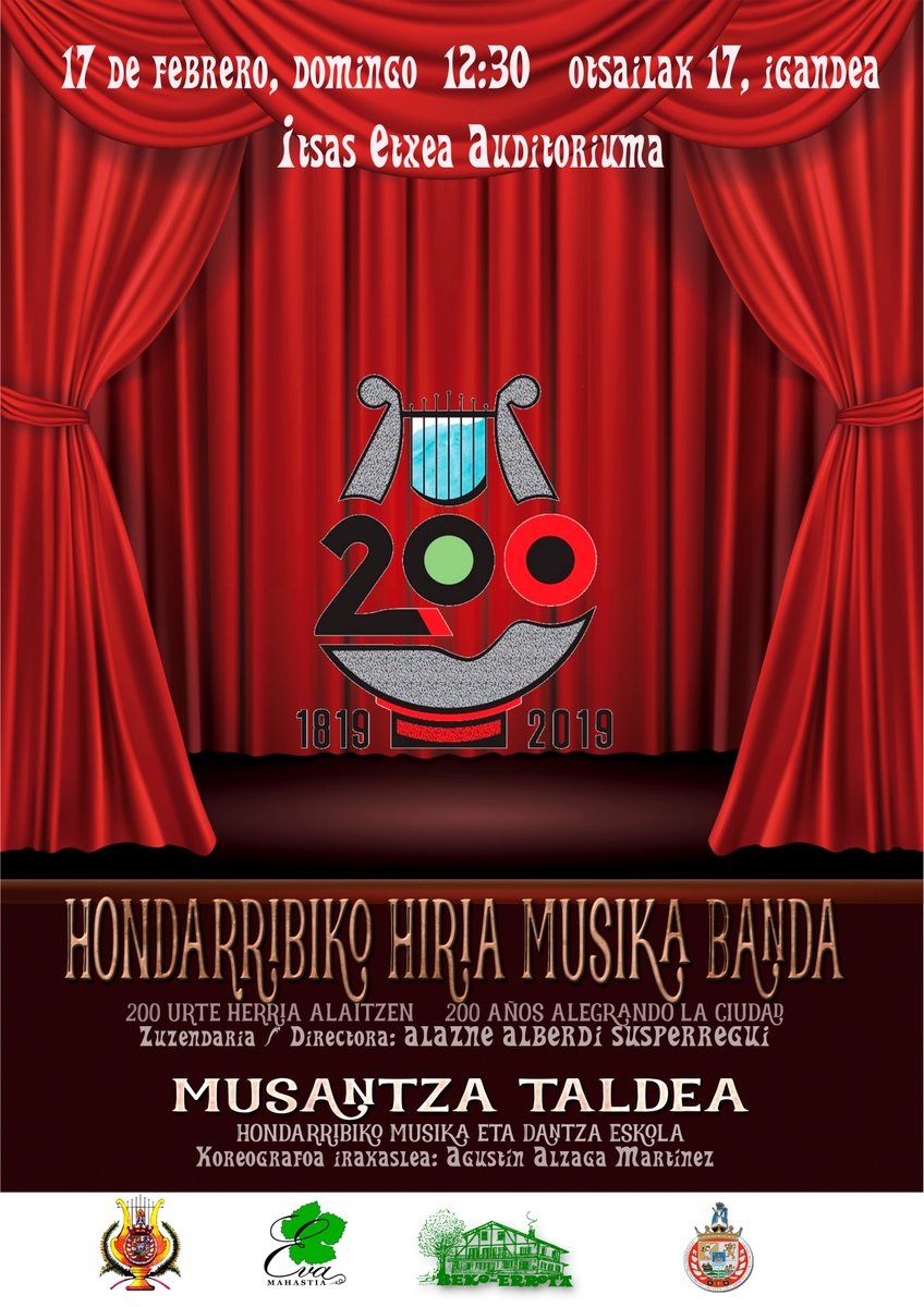BandaHondarribi's tweet photo. 💪💪💪Gure bandak 2oo urte!! - 200años de nuestra banda!!💪💪💪
Otsailak 17an eta Itsas Etxea Aditoiumean 200 urteko ibilbidearen hasiera emango diote! 
 17 de Febrero  en Itsa Etxea Auditoriuma. Comnzara la andadura de la celebración de los 200 años!! https://t.co/1gfbH9NVWh
