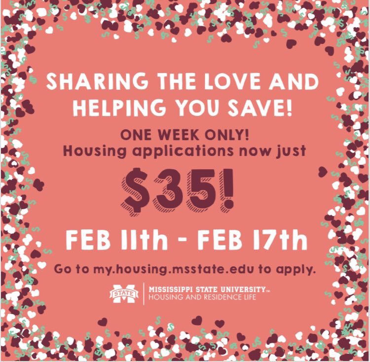 Happy Valentine's Day! If you're thinking about living on campus don't miss this opportunity ❤️🐾#chooseMSU