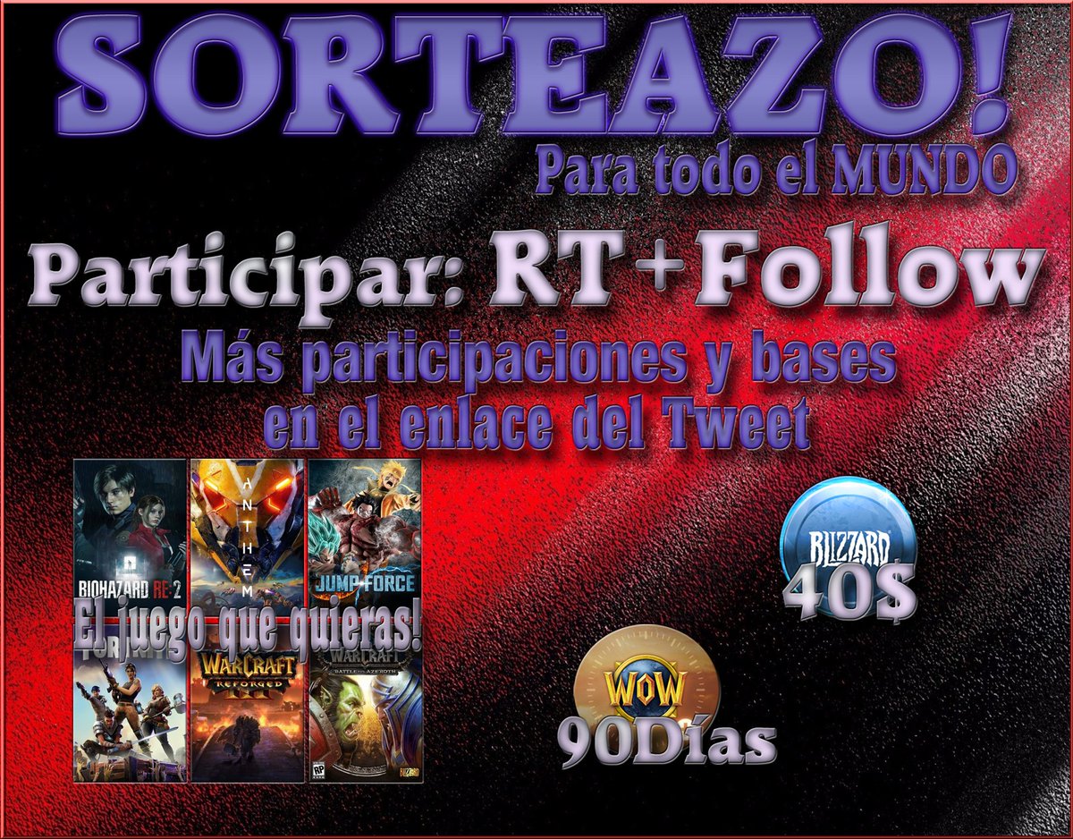 PeperoniSH's tweet image. Chavalería! Ya tenemos el Sorteazo de #Febrero activo 👍

Este mes tu decides el premio 🎁

🎁 Saldo BattleNet
🎁Tiempo de Juego en #WoW
🎁El Juego que quieras en la plataforma que quieras 🎮

RT+FOLLOW para PARTICIPAR 💪

Bases y más participaciones: goo.gl/bdX4BS