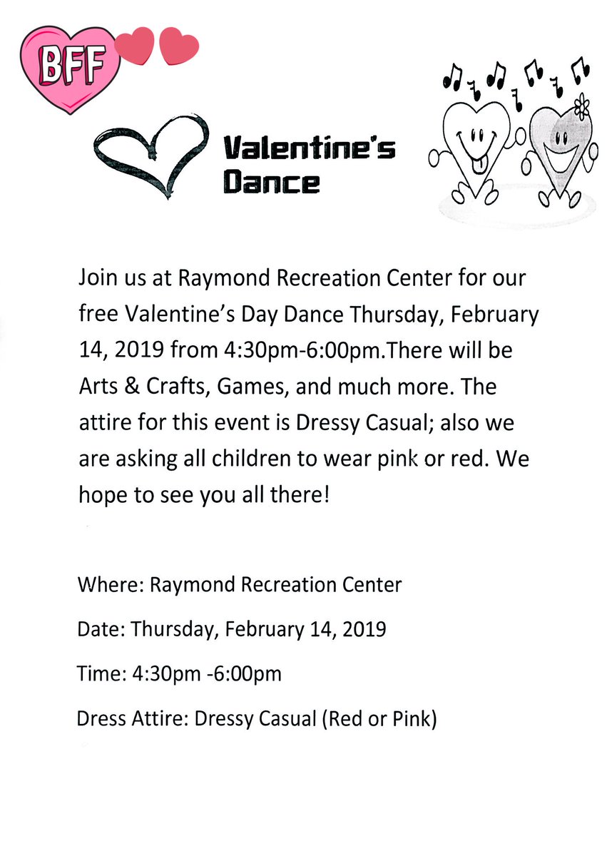 tearsacoates's tweet photo. Free Valentines Day Dance for kids TODAY at #raymondrec! Starts at 4:30pm. Thanks @DCDPR ❤️ ♥️ https://t.co/MRdRGbsrt9