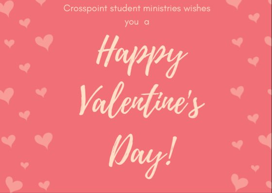 CrosspointStuMi's tweet photo. Happy Valentine’s Day! Remember to share the love of Christ with someone today! https://t.co/o7mD0pcDIX