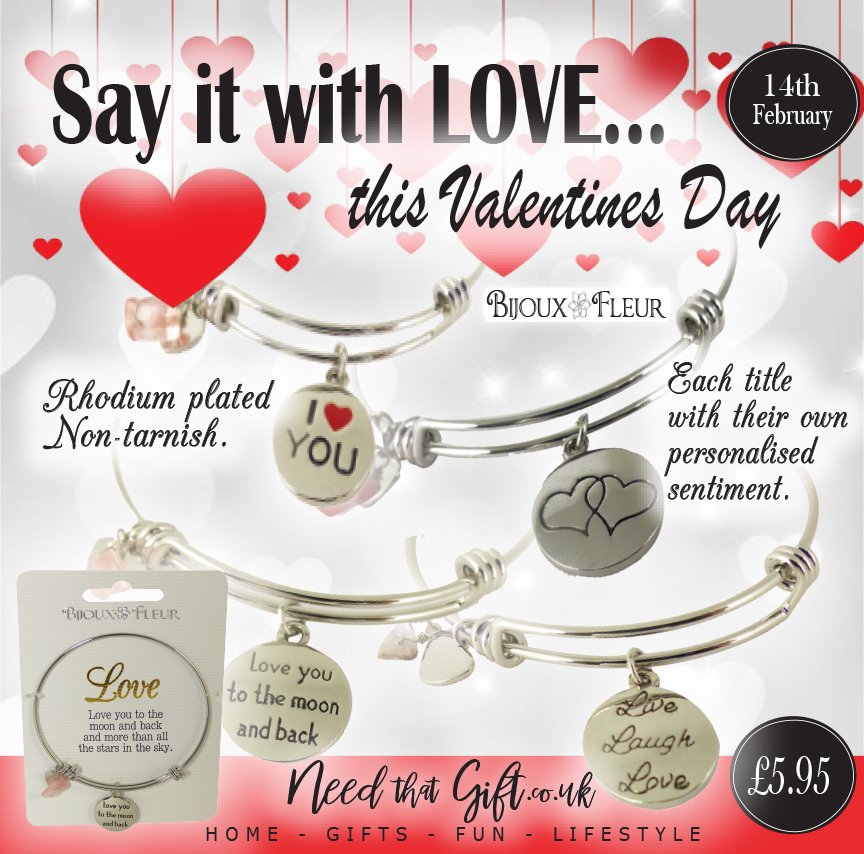 NeedThatGift's tweet image. Say it with love, Valentine's Day
   With personalised bangles...❤️

A beautifully crafted banglewith semi-precious stone, a heart &amp;amp;
a charm...❤️ 

#Valentinesday #bangles  #gift #love #boyfriend #girlfriend