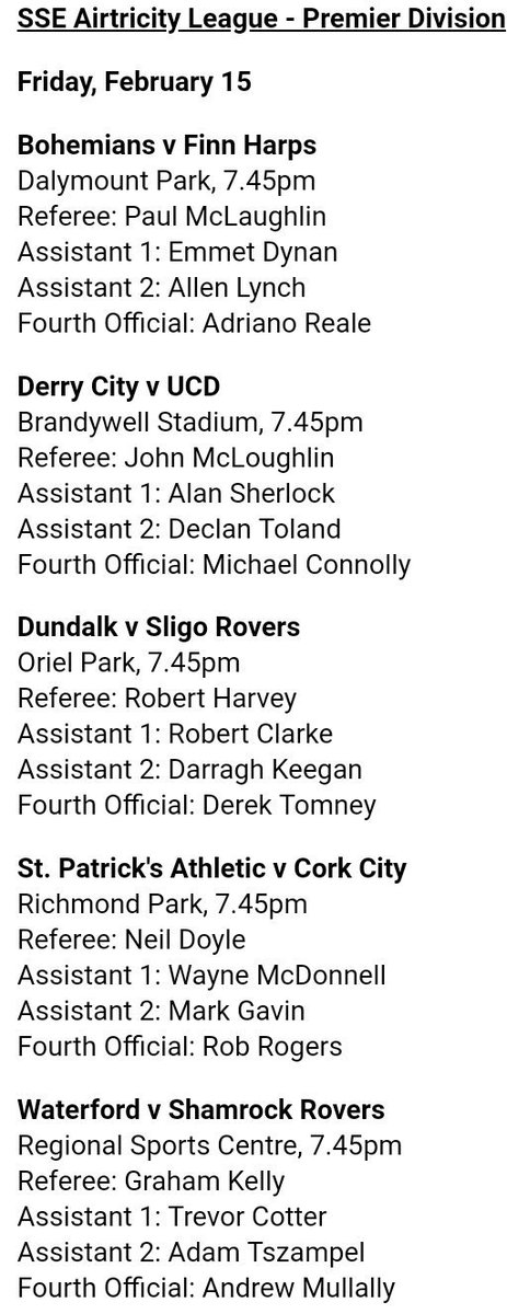 LOI_GC's tweet photo. @SSEAirtricityLg Match Official's list confirmed for tomorrow's games!
#GreatestLeagueInTheWorld #LOIGC #LOIPREM https://t.co/OORhlGhgUQ