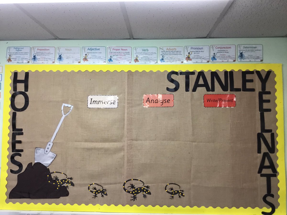 ChrisOw37799572's tweet image. Can’t wait to start teaching Holes next term! Display all ready to showcase lots of wonderful writing and discussion #justkeepdigging #holes #stanley