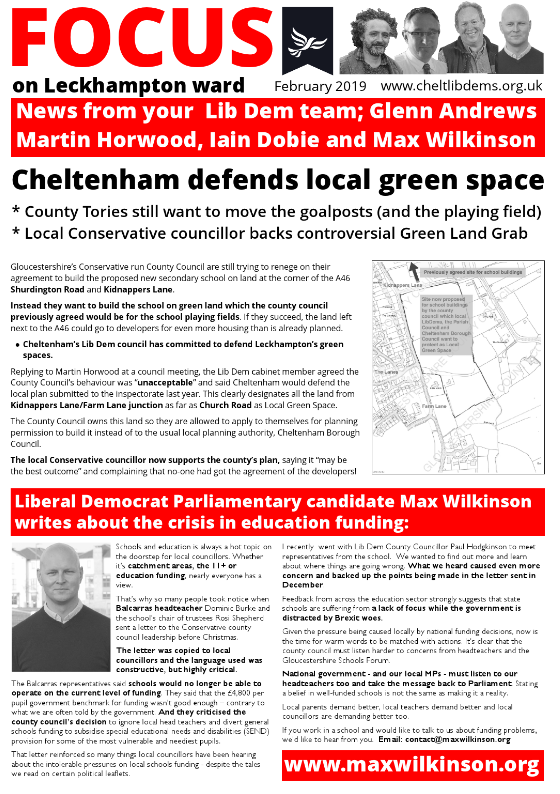 GlennAndrewsLD's tweet photo. #leckhampton focus coming through letterboxes soon. #cheltlibdems #libdems #cheltenham https://t.co/KlN6j5zcUB