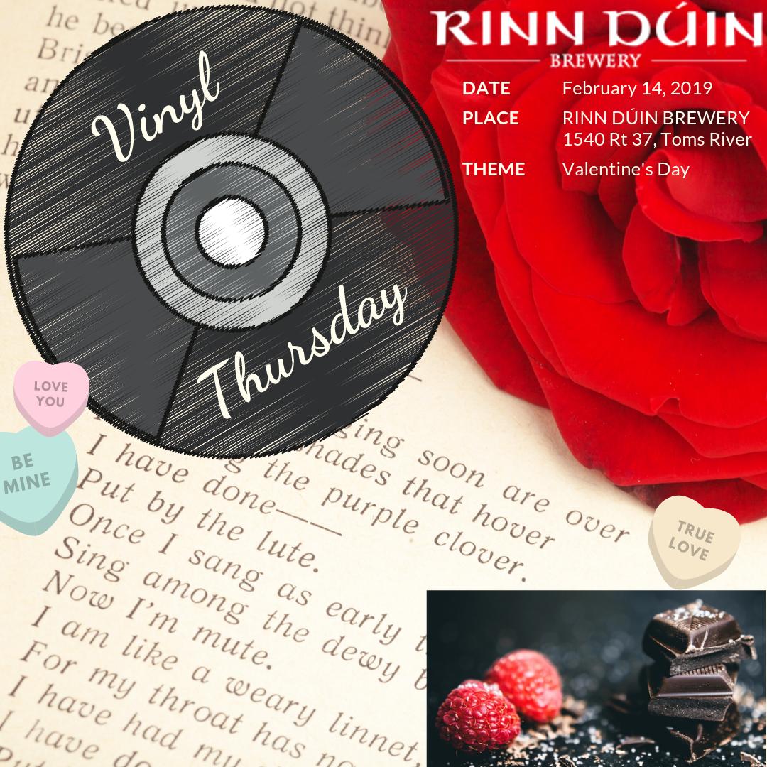 Make sure your #Valentines plans include <a href="/RinnDuinBeer/">Rinn Duin Brewing</a> Enjoy #VDay themed songs #VinylThursday and special versions of Black Irish Oatmeal Stout on tap: Chocolate Raspberry and Chocolate Black Cherry. Open 4-9pm. #drinklocal #tomsriver #discovernj #afterdinner