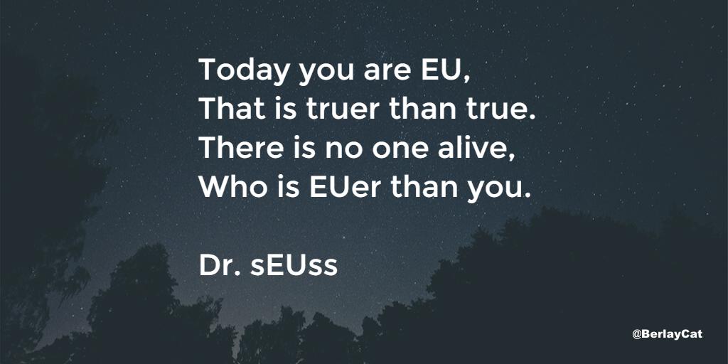Roses are red
Violets are blue
#ThisTimeImVoting
Coz we are EU

#EUvalentines by Dr #sEUss