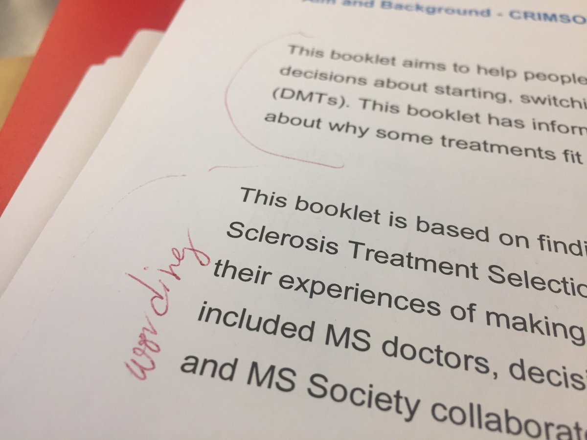 2016_Crimson's tweet photo. What a great day! We met with people with MS and we gave them a red pen 🖊 to go over our brochure. They liked lots of things, they changed lots of things. We learned, we listened, and we laughed a lot... This is how people involvement in research looks like 👇🏾👇🏾@mssocietyuk https://t.co/MT8Il2di9H