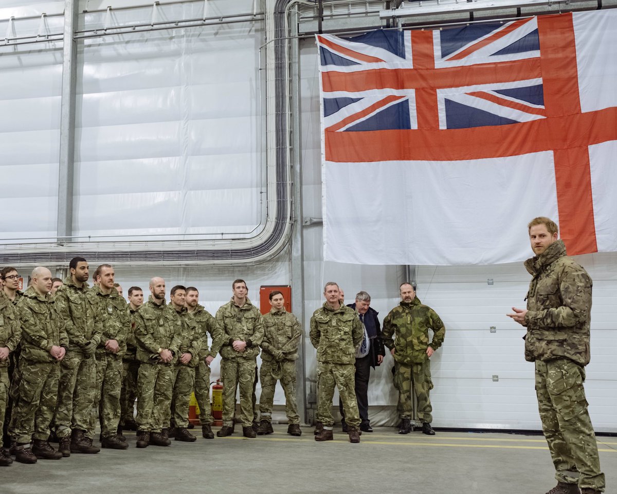 KensingtonRoyal's tweet photo. At #ExerciseClockwork The Duke of Sussex visits an aviation hangar housing specialist @RoyalMarines aircraft – where he met aircrew and engineers at the base in Bardufoss. https://t.co/oiozUEFWfS