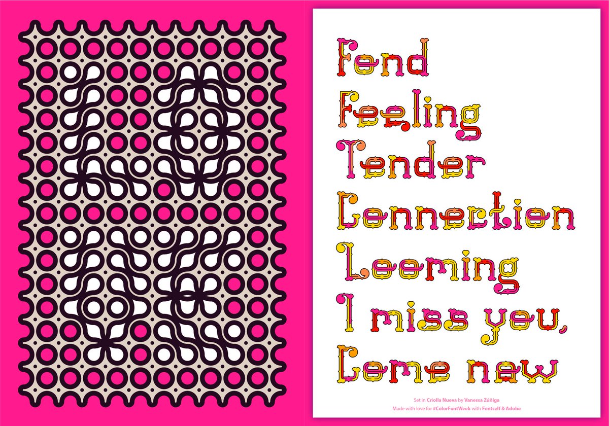 fontself's tweet photo. Happy Valentine's Day 🧡❤️💛
To spread the love today we introduce you to Criolla Nueva ! This color font is inspired by the visual signs & symbols of original Latin American cultures.
Enjoy Vanessa Zùñiga's font for free 🎁 https://t.co/b9cvBgYjRc #ColorFontWeek #ValentinesDay https://t.co/2gBugQBdtE