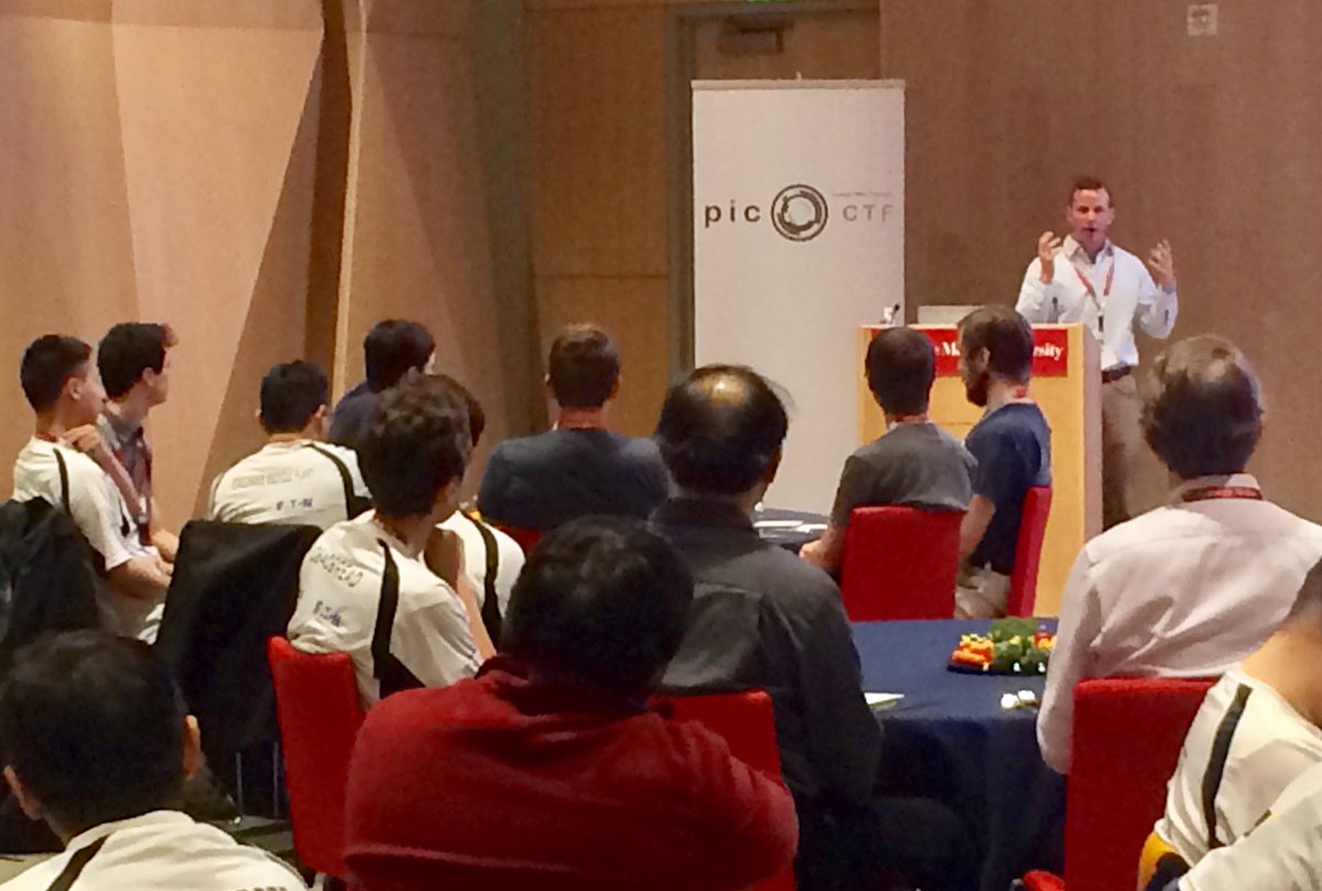 CyLab's tweet image. The creator of @picoCTF, @thedavidbrumley speaks to the winners of #picoCTF2018 at the winners’ awards ceremony @CarnegieMellon. #hacking