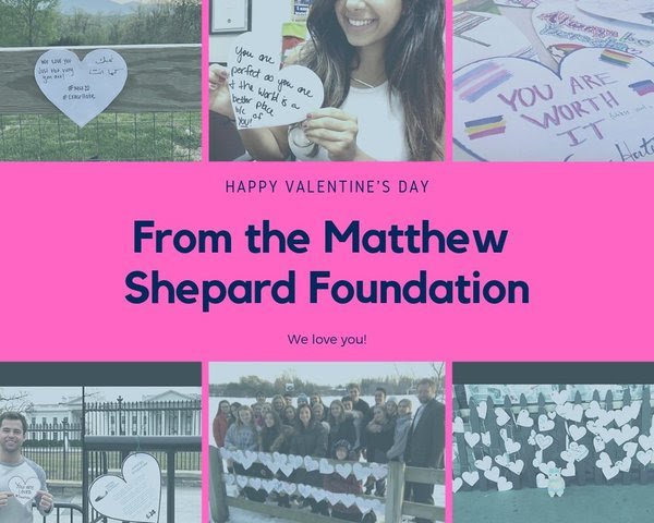 MattShepardFDN's tweet photo. Happy Valentine's Day! We love you and hope you will share your #MSF20 hearts with us and your community today. Click here to participate: https://t.co/zUThspeFVG https://t.co/v0sujuLbYY