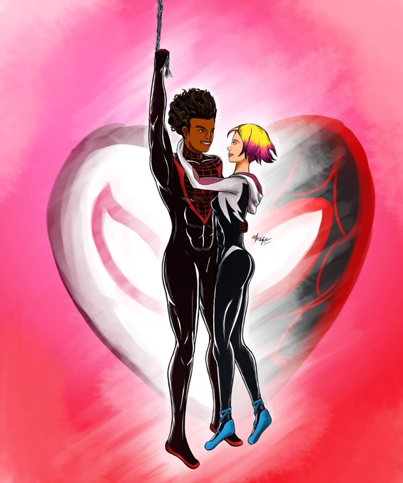 Miles and Gwen: Valentine's Day special! #spiderman. 