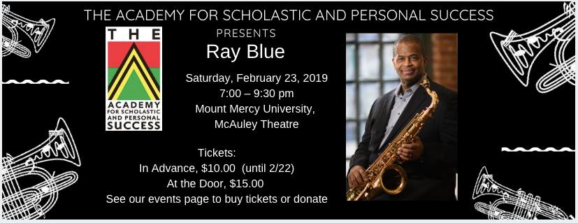 TheAcademySPS's tweet photo. Just 9 more days to see the International Jazz Musician, Ray Blue perform in Cedar Rapids @MountMercy. Be sure to get your tickets now before they sell out. #RayBlue #TheAcademySPS
https://t.co/hUzIa4ddRg https://t.co/HG6xPhl8qM