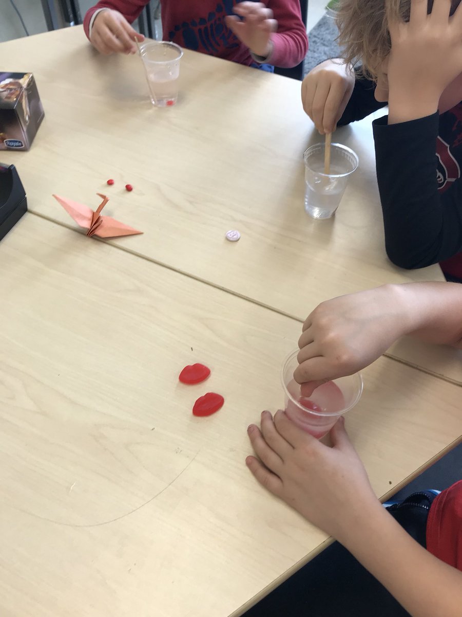Science experiments! Making predictions about what will dissolve in water.