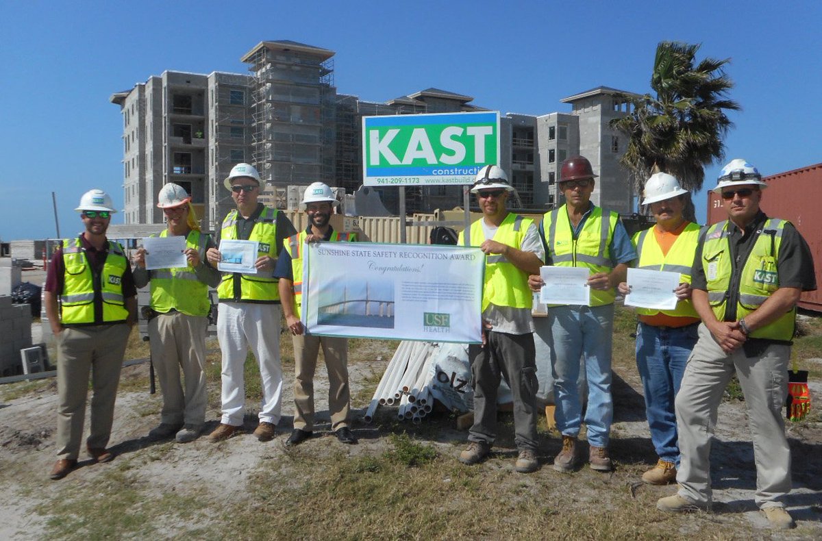KASTBuild's tweet image. Congratulations to the Sunset Pointe Phase III team for being awarded the Sunshine Safety Award.  Thanks to all the subs that participated in the USF/OSHA inspection! #USFSafetyFlorida