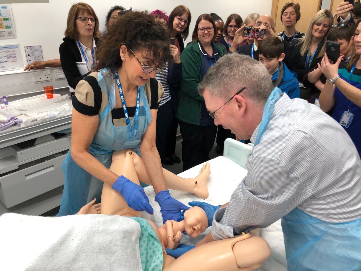 SimMKUH's tweet photo. Hats off to our CEO Joe Harrison ⁦@JoeHMK⁩ for having a go at a simulated birth...pleased to report SimMom &amp; Baby are doing well. https://t.co/lk42Myxc84