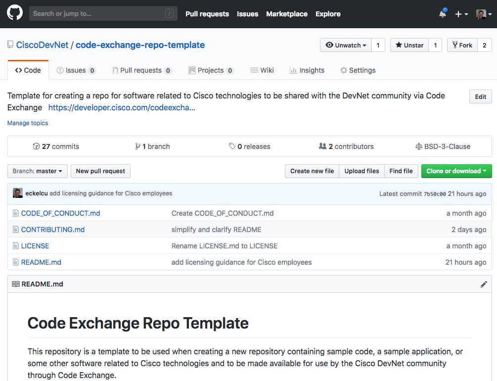 eckelcu's tweet image. Contributing to Code Exchange just got even easier, thanks to the new template repo github.com/CiscoDevNet/co… @CiscoDevNet #DevNet #CodeExchange developer.cisco.com/codeexchange/?…