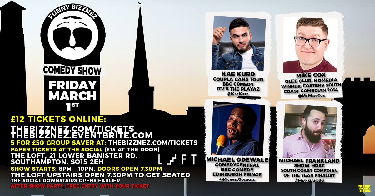 WIN a meal for 2 on the evening of the <a href="/FunnyBizznez/">Funny Bizznez</a> comedy show.

Head to our FB page to enter - facebook.com/TheSocialSouth…

#comedy #foodanddrink #justforlaughs