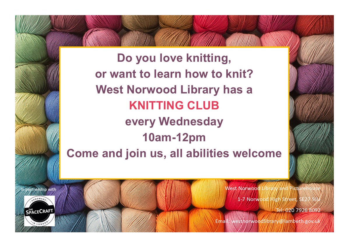 wnorwoodlibrary's tweet image. We are a friendly group of adults with a shared interest in knitting. Come and join us to click needles, unwind wool and knit natty things!