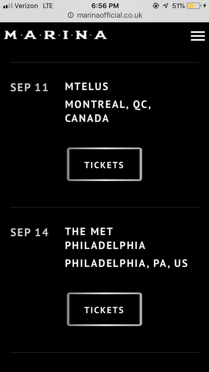 MarinasUpdates's tweet photo. Sooo my Boston show got cancelled within minutes of being announced :( https://t.co/jLMEGSq2dn