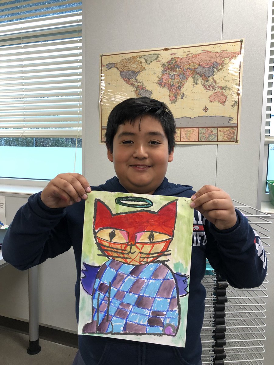 kellybanger's tweet photo. After studying California artist Laurel Burch, 3rd grade artists use oil pastels and watercolor paint to create cats in the style of the artist! #laurelburch @LMA_SMUSD https://t.co/7dK6lsGw5c
