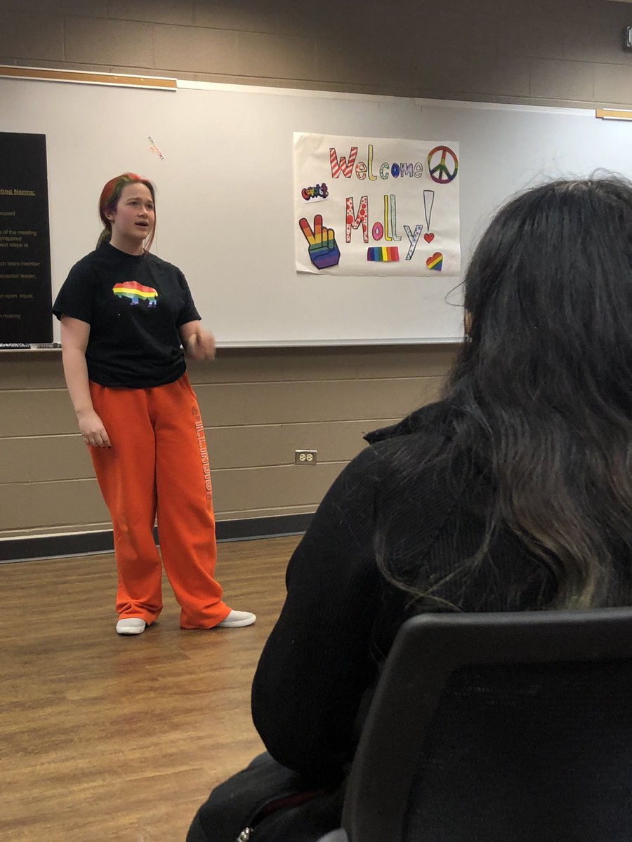ClubCoexist was lucky to get a visit from Molly Pinta (Twin Groves MS) She spoke to us abt how we can be supportive/allies of the LGBTQ+ community. We let her know West Oak is behind her amazing #PintaPrideProject in bringing a pride parade to Buffalo Grove in 2019! #D76Diamonds