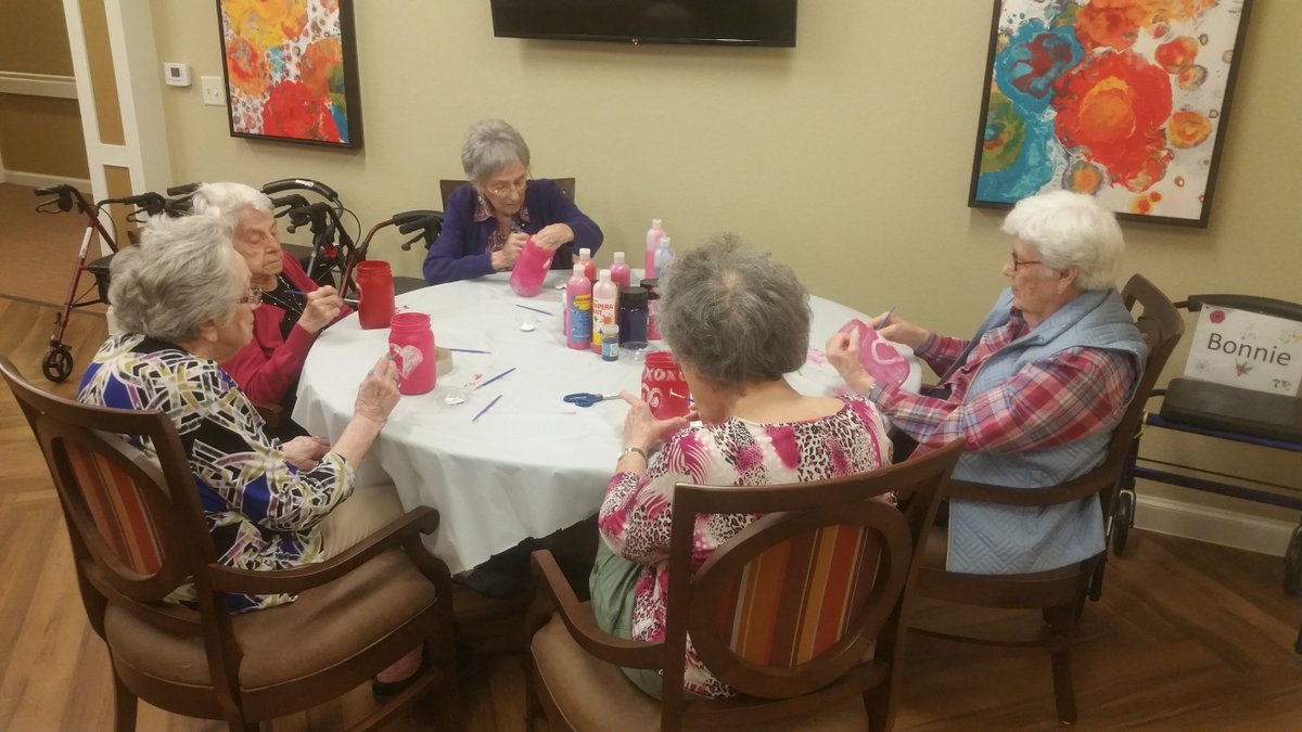 HeartisCL's tweet photo. Bonnie, Karen, Marie, Glenna and Mary are showing off their craft skills.  I know there is a flower waiting for these beautiful vases.  #FrontierCulture #HeartisCulture https://t.co/GynYH2ybNT