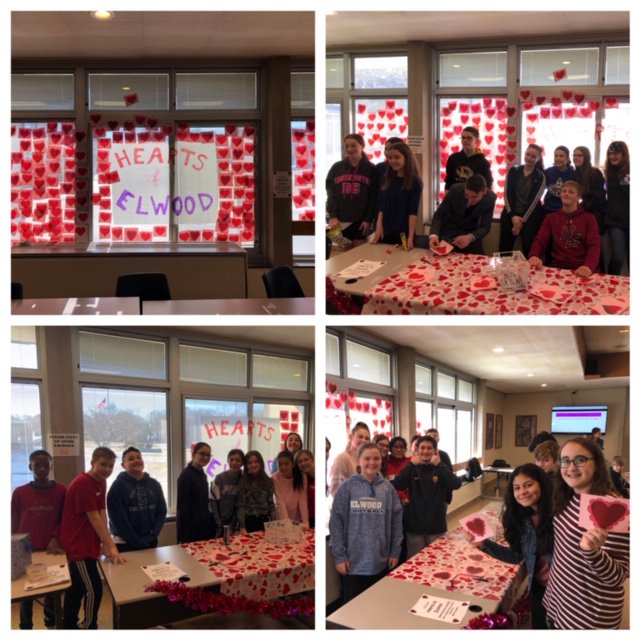 Check out the Y.E.S club students hosting their first annual "Hearts of Elwood" activity during all of the EMS lunch periods. Our students were invited to share all of the reasons why they love our school in celebration of Valentine's Day!