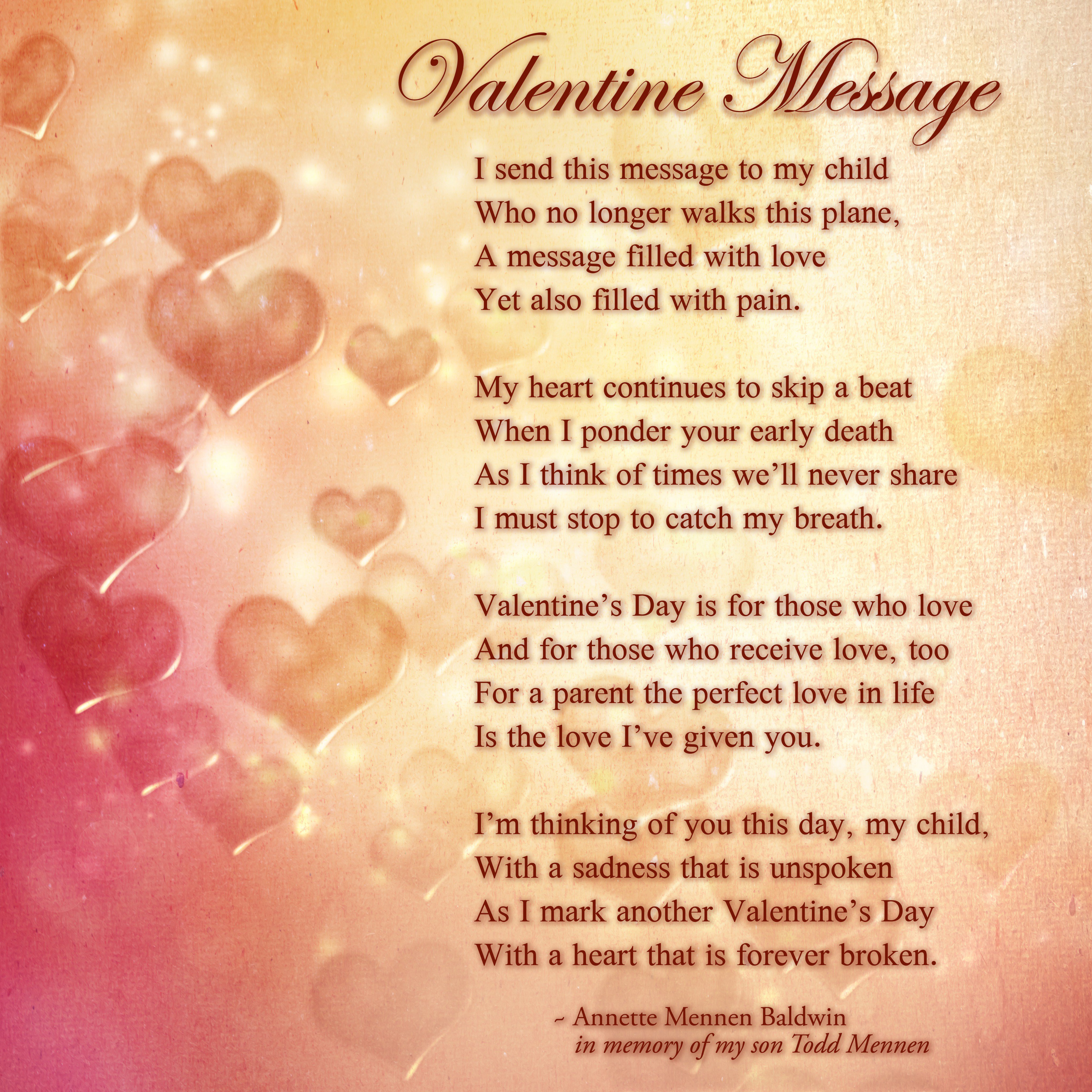 Valentine Message For Child Compassionatefriends On Twitter: "Remembering Our Children, Grandchildren  And Siblings On This Valentine's Day. Https://T.co/Xzkbvlhu0C" / Twitter