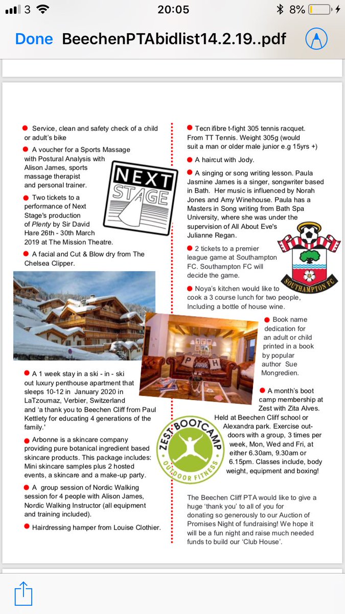 Incredible prizes on offer in our Auction of Promises, 8th March - tix £12 each, inc dinner &amp; welcome drink! <a href="/BeechenRugby/">Beechen Cliff School Rugby</a> <a href="/BeechenCliff/">Beechen Cliff School</a>