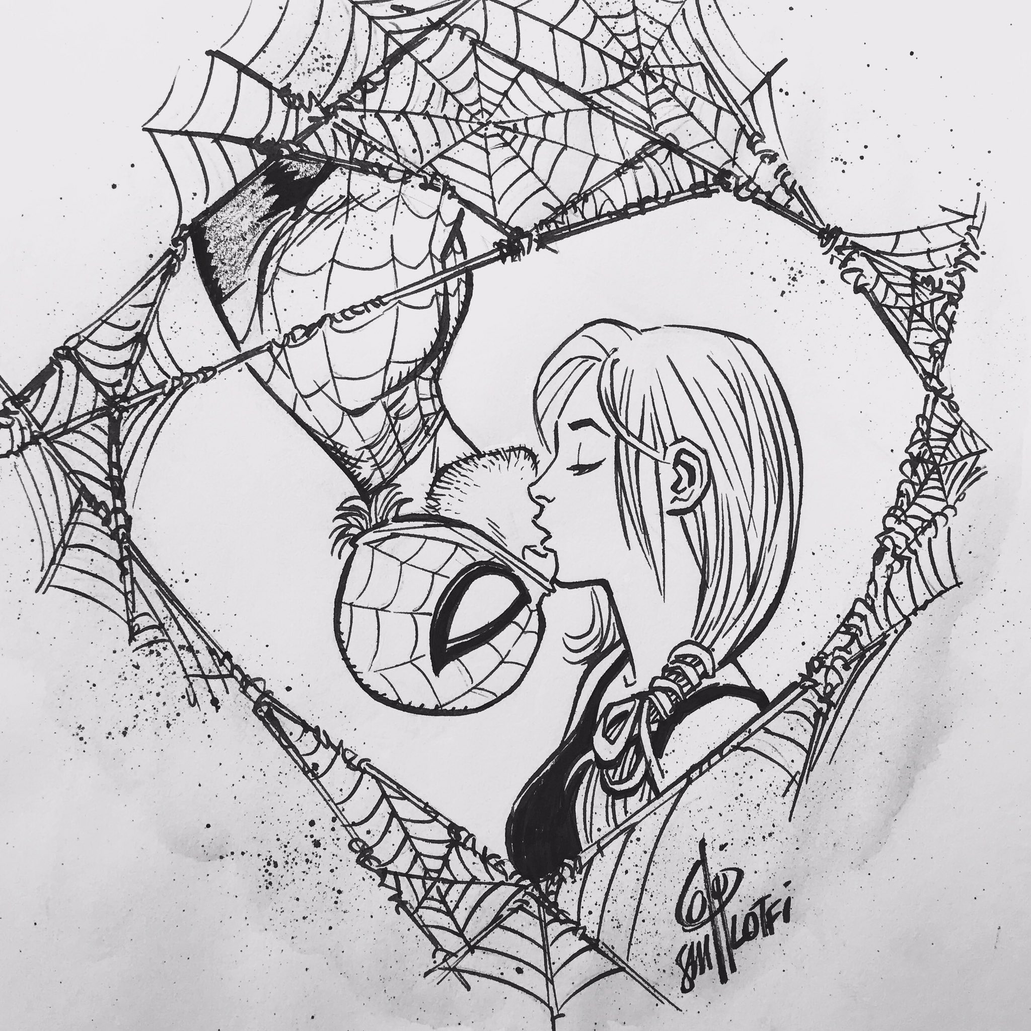 Spiderman Kissing Mary Jane Drawing