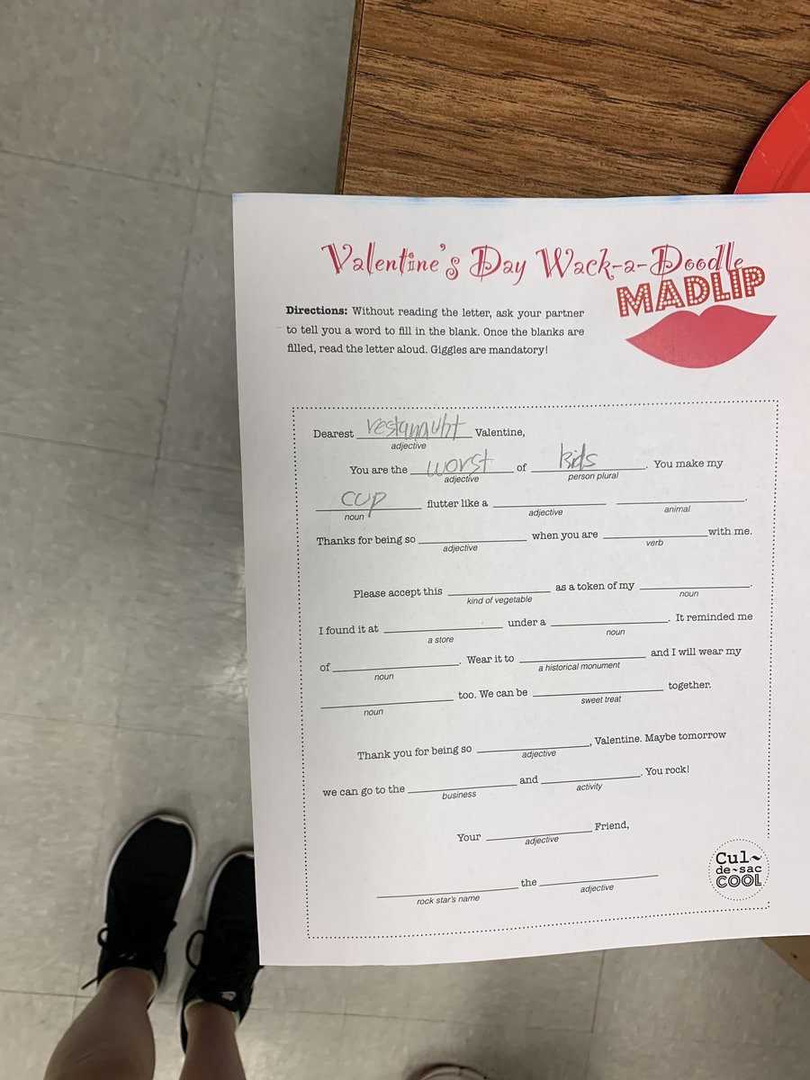 kggreen59's tweet photo. Mad Libs @ Valentine Party #beschoosekind #bridlewoodes https://t.co/pdPjlZJDcX