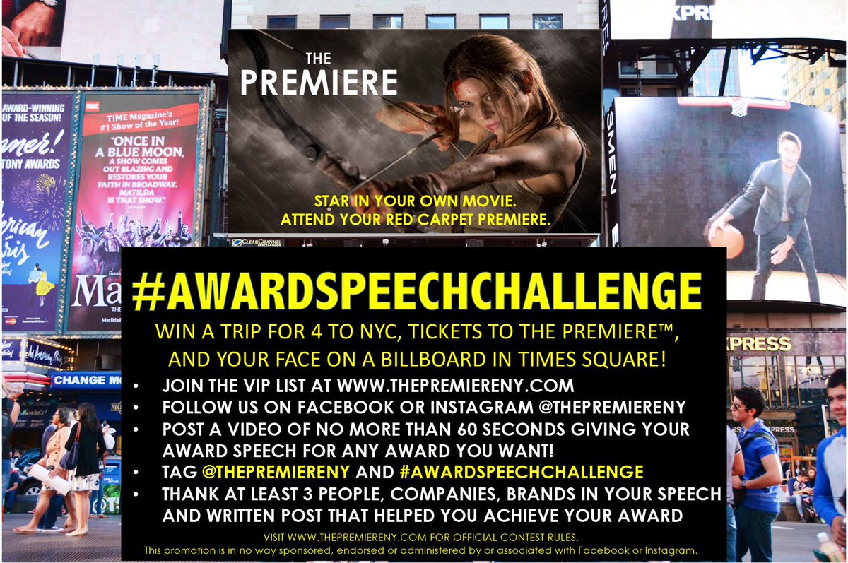 CCCentral's tweet photo. Have you ever dreamed of winning a James Beard Award? Or maybe the Bake-Off? Practice your winning speech by entering @ThePremiereNY #AwardSpeechChallenge! You might see your face on a billboard in Times Square! CONTEST RULES: https://t.co/oygv2OoXku https://t.co/KFp1AXDVba