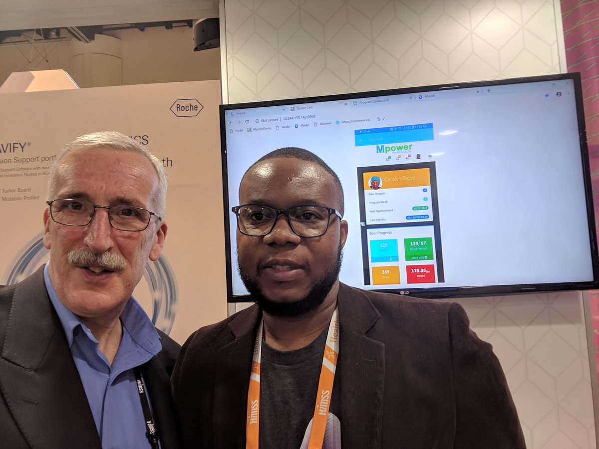 ment1610's tweet photo. Wrapping up 3 days of successful joint solution demos of @Ares_Health Mpower care management platform integrated with @NewWave_Tech MyCare AI app at #HIMSS19. Lots of interest in how we add value through the collection, consent and clinical impact of patient data https://t.co/iyU1TA4ziz