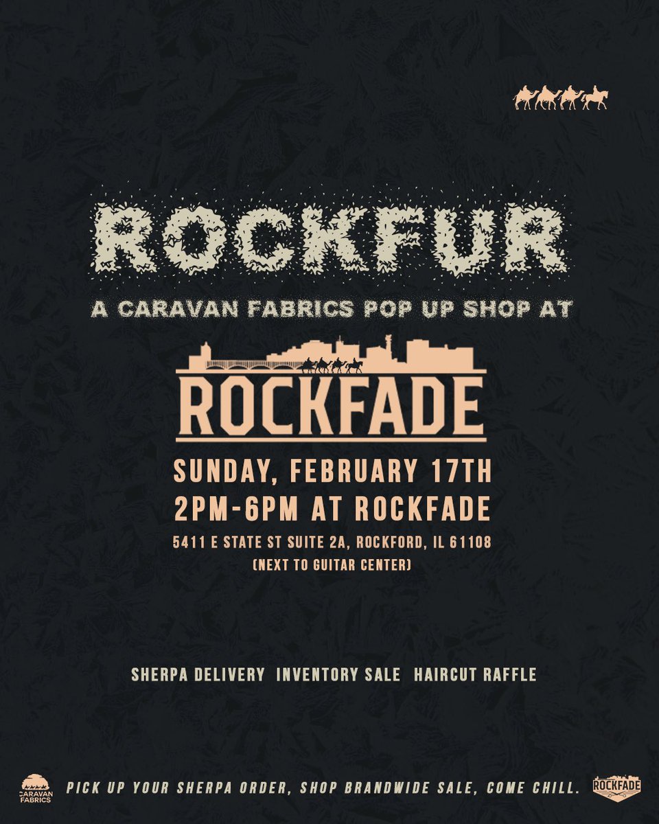 CaravanFabrics's tweet photo. This Sunday not only will you be able to pick up the Sherpa jackets that you pre ordered but you will be able to shop from our biggest sale yet!
Deals will only be exclusive to this pop up! 
Come show us some love this Sunday and walk out with some crazy pieces!
🐎🐪🐫🐪 https://t.co/xCDai8pVIG
