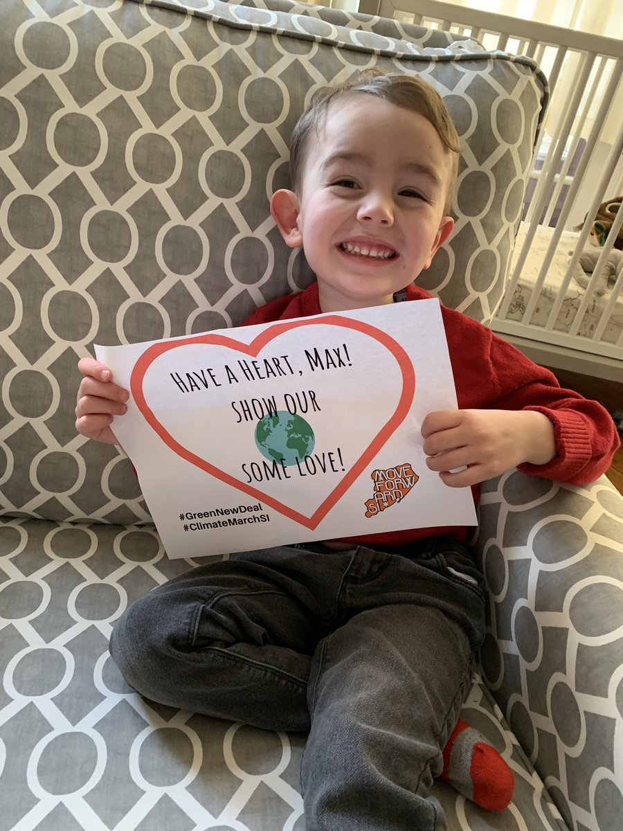MoveForward_SI's tweet photo. Jude says, have a heart @RepMaxRose! We need a #GreenNewDeal for our children’s future. #ClimateMarchSI #MFSI https://t.co/f6WaOWtVOX