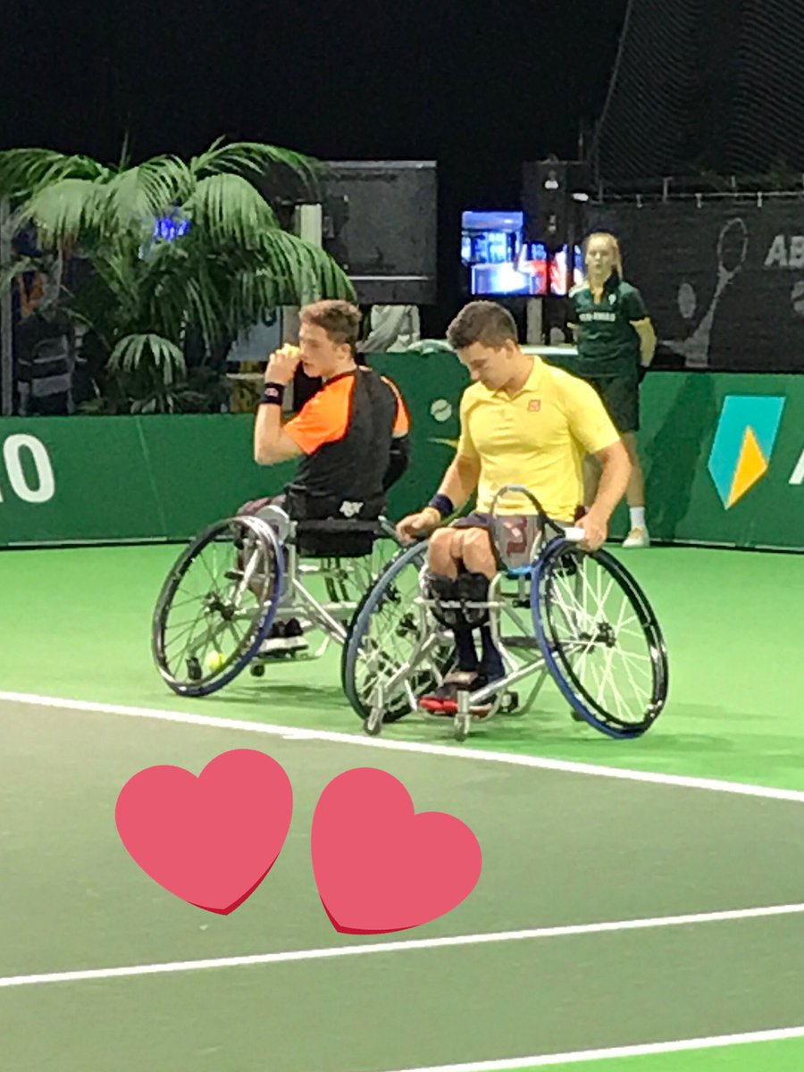 JackG_B's tweet photo. Watch out - Cupid’s about! 💗🎾 @GordonReid91 and @alfiehewett6 the power couple advance 64 62 into the ABN AMRO World Wheelchair Tennis Tournament FINAL!!! 💪🏼@tennisscotland @BritishTennis https://t.co/mzRUxgbvZC