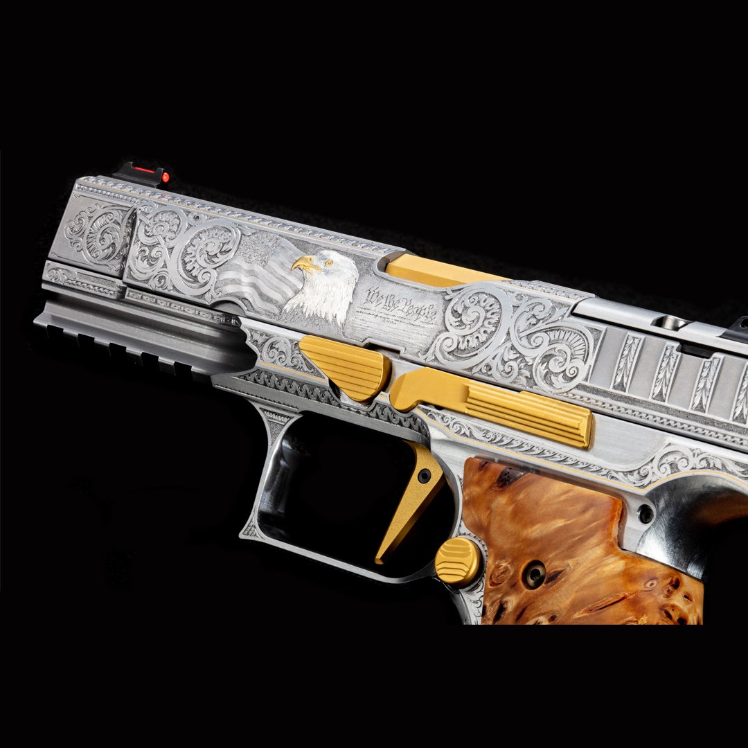 WaltherFirearms's tweet photo. Here is an amazing one-of-a-kind custom #Walther #Q5MatchSteelFrame. "#WeThePeople" - This is Not for sale. #2A #America https://t.co/BLDweVykbT