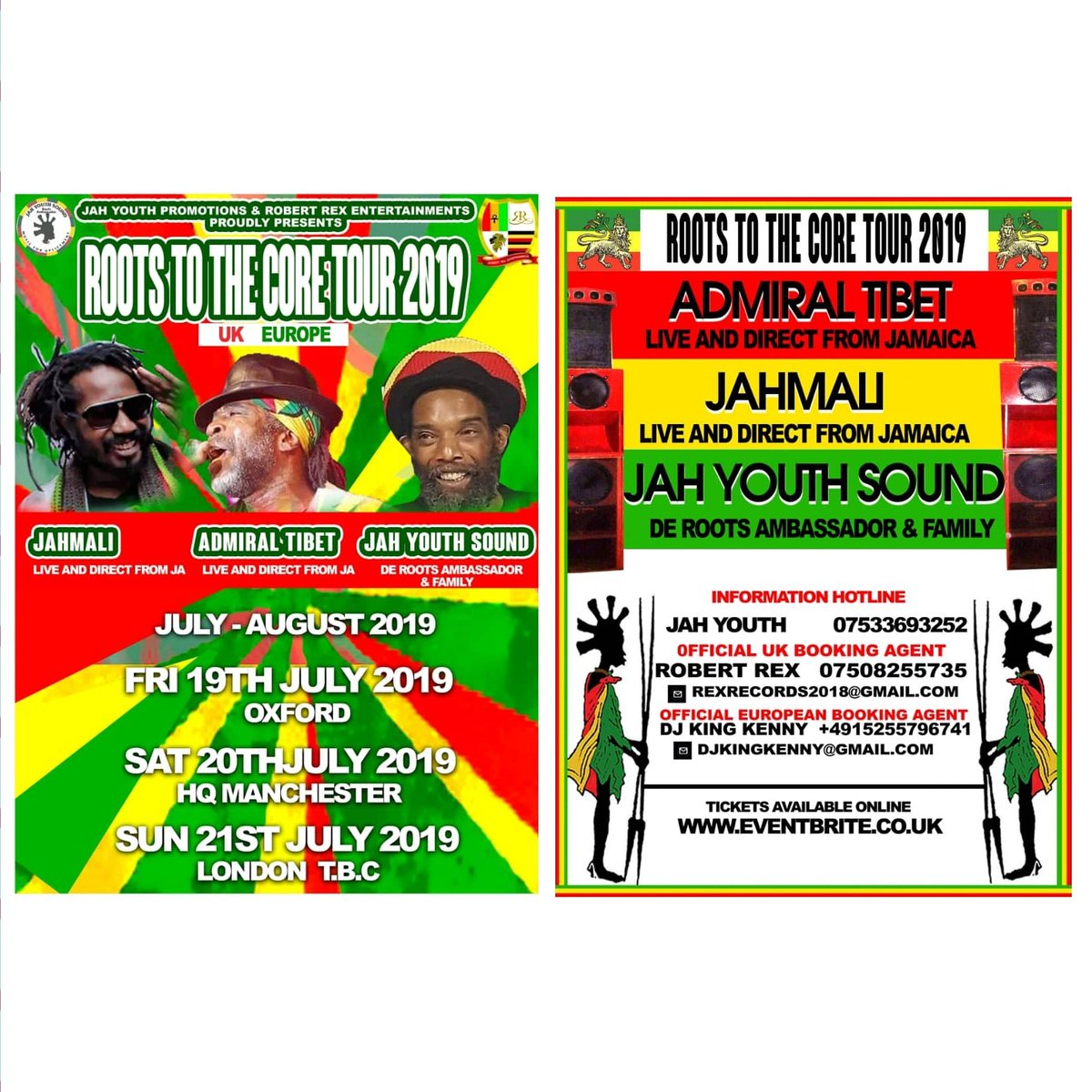 RobertRexEnter1's tweet photo. Dates For Your Diary
Roots To The Core Tour 2019
Tickets Available Online
https://t.co/I8K89jc7FB
#AdmiralTibet #Jahmali
#Jahyouthsoundderootsambassador #Princelivijah #Uwimana
#Rimbim #Gvibes #Rassherby
#Robertrexentertainments
#Robertrex #Djkingkenny #bookings
#Soundsystem https://t.co/nA8xdstpbT