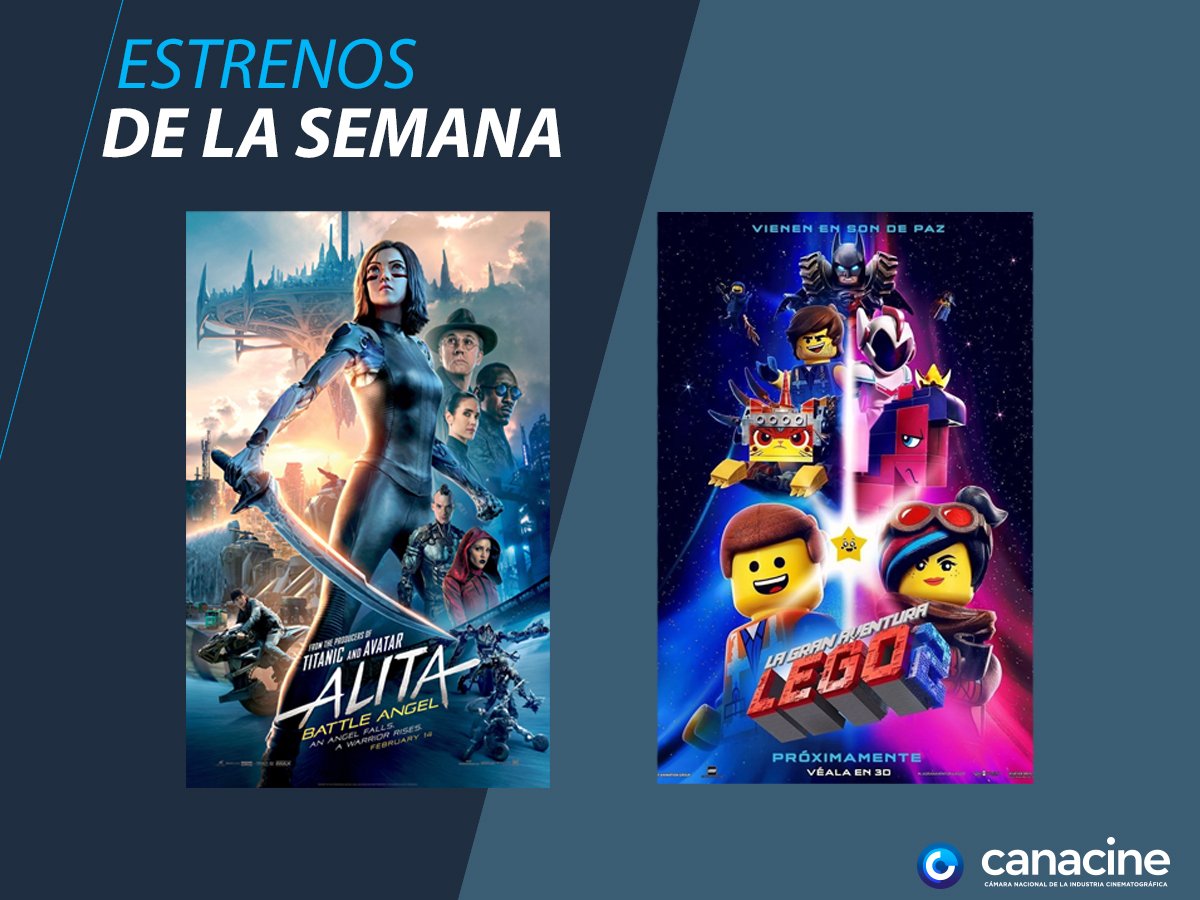 CANACINE's tweet photo. Disfruta de #BattleAngel y  #LaGranAventuraLEGO2 a partir de hoy en tu cine favorito. Mantente al tanto de los estrenos en nuestro sitio https://t.co/aeqGFAXaZp #Cine #Canacine #Estrenos https://t.co/KMhALeUqrd