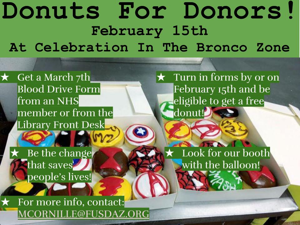 PBHS Blood Drive (@pbhsblooddrive) on Twitter photo Reminder: tomorrow is our Donuts for Donors day! Turn in a SIGNED blood drive form to get a free treat at celebration in the bronco zone! Don't miss such a sweet opportunity! <a href="/PBhighschool/">Poston Butte High School - Florence Unified</a> <a href="/Pbhs_Stuco/">Poston Butte StuCo</a> <a href="/PBHS_FBLA/">Poston Butte HS FBLA</a> <a href="/Florenceusd/">Florence Unified</a> 🍩🥐🍪 Reminder: tomorrow is our Donuts for Donors day! Turn in a SIGNED blood drive form to get a free treat at celebration in the bronco zone! Don't miss such a sweet opportunity! <a href="/PBhighschool/">Poston Butte High School - Florence Unified</a> <a href="/Pbhs_Stuco/">Poston Butte StuCo</a> <a href="/PBHS_FBLA/">Poston Butte HS FBLA</a> <a href="/Florenceusd/">Florence Unified</a> 🍩🥐🍪