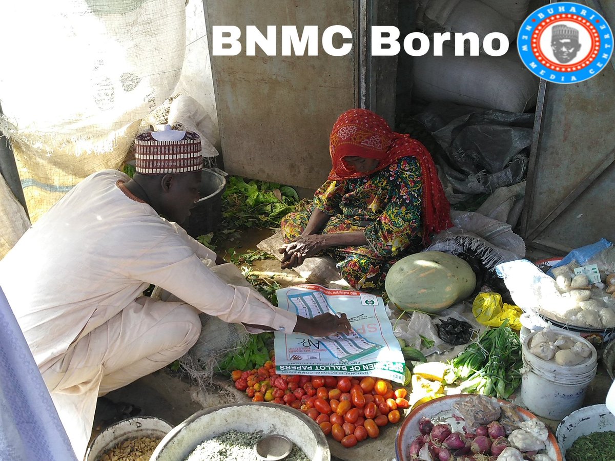 BNMC_Borno's tweet photo. Today, The @BuhariCentre @BNMC_Borno State, Continue to engaged people of the various communities on how to vote all the APC candidates in the fourth coming general election on 16th Feb 2019. At #ShehuriSouth, #BudumArea #BudumMarket
#BNMCvolunteers #BNMCActivities
Next level https://t.co/ul4YGmRtgH