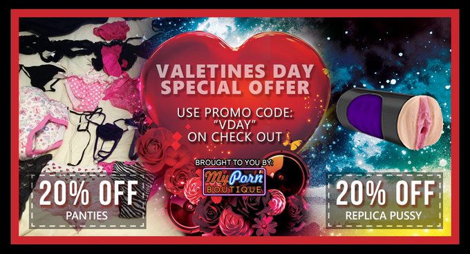 Love yourself with my replica vagina with Valentine! Use promocode "VDAY" at checkout on my store and